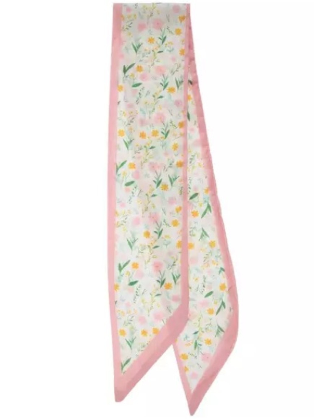 New 37” Floral Pink Border Skinny Scarf
